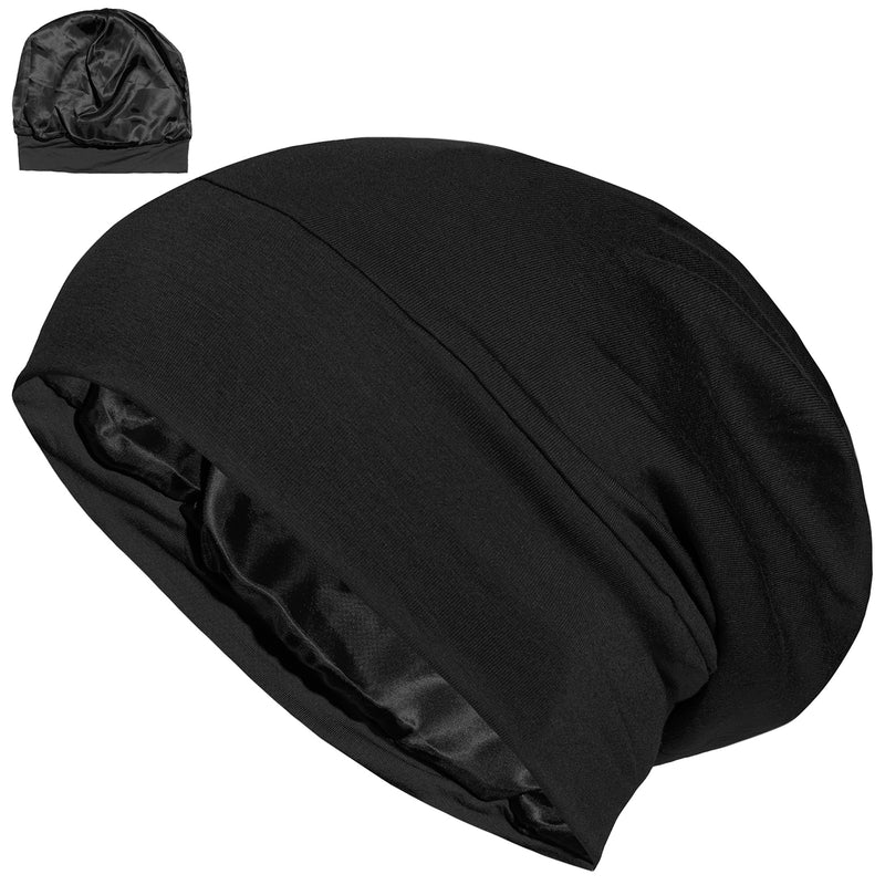 ALEXANDER PRODUCTS Satin Lined Sleep Cap Adjustable Bonnet Slouchy Beanie Natural Curly Hair Women