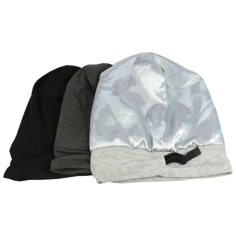 ALEXANDER PRODUCTS Satin Lined Sleep Cap Adjustable Bonnet Slouchy Beanie Natural Curly Hair Women