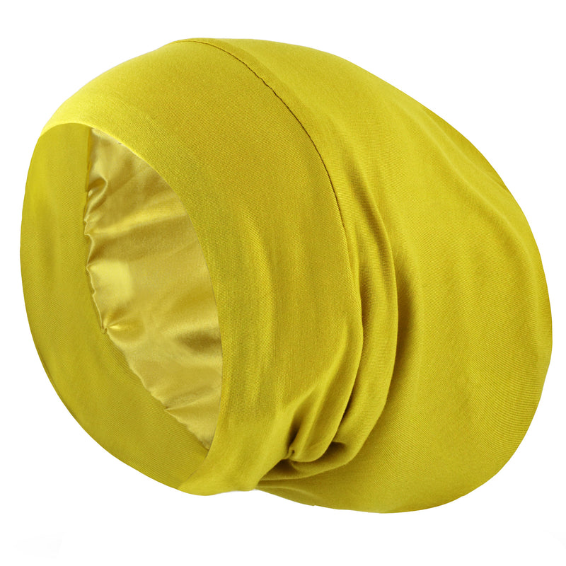 ALEXANDER PRODUCTS Satin Lined Sleep Cap Adjustable Bonnet Slouchy Beanie Natural Curly Hair Women