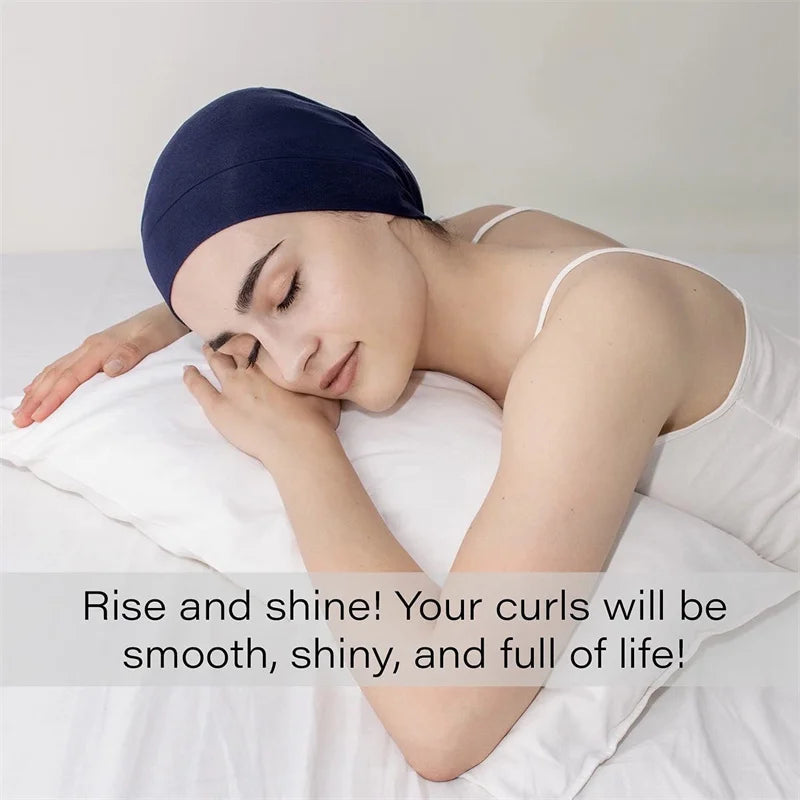 ALEXANDER PRODUCTS Satin Lined Sleep Cap Adjustable Bonnet Slouchy Beanie Natural Curly Hair Women